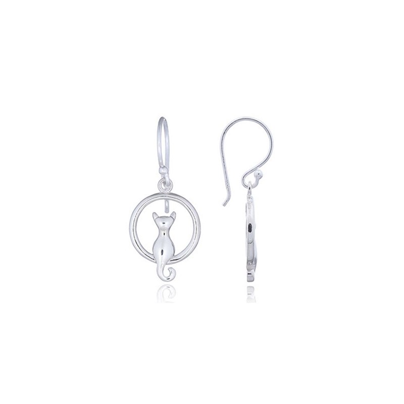 Boucles d'oreilles en argent forme chat