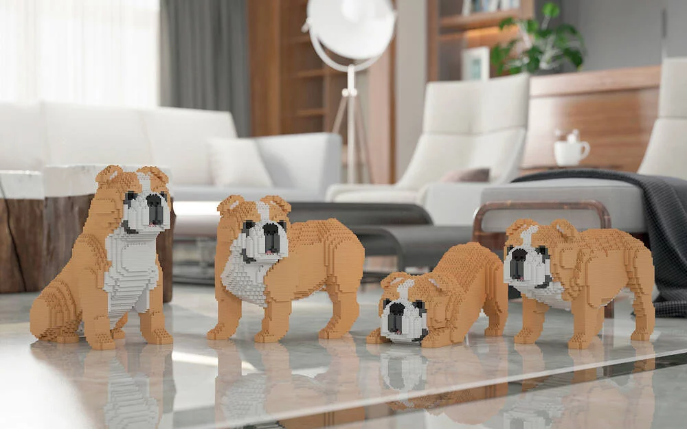 JECKA BLOCS DE CONSTRUCTION -CHIEN BULLDOG ANGLAIS (4 EN 1) BEIGE STANDARD