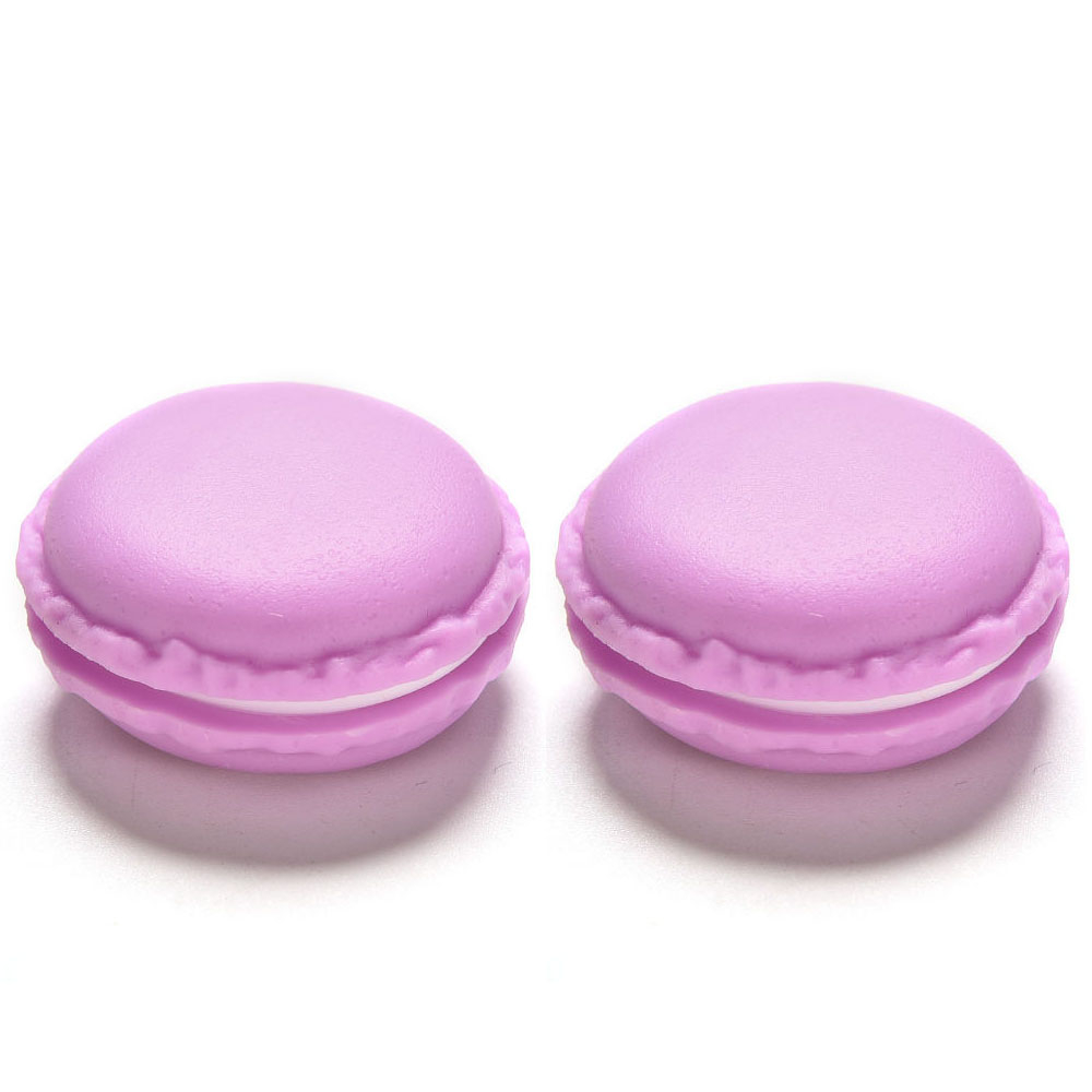 (2er Set) Mini Medikamenten Dosierer Macaron Dosett Tablettenbox Supplements Pillendose Tablettenspender - Lila