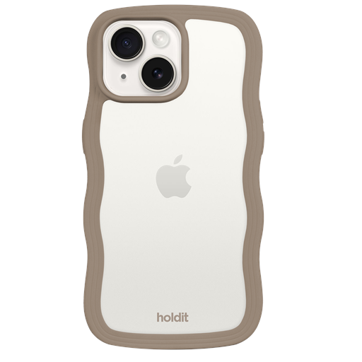 holdit Iphone 15/14 Plus Transparent Wavy Cover, Mocha Brown/Transparent