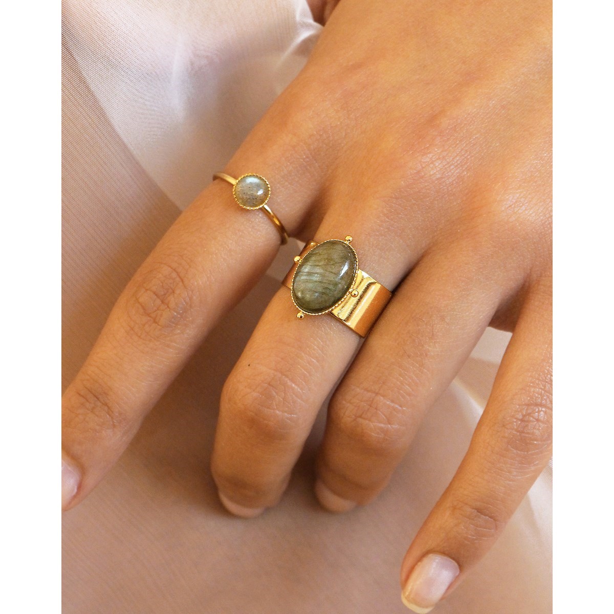 Bague pierre turquoise dorée à l'or fin 24k NEW CALYPSO