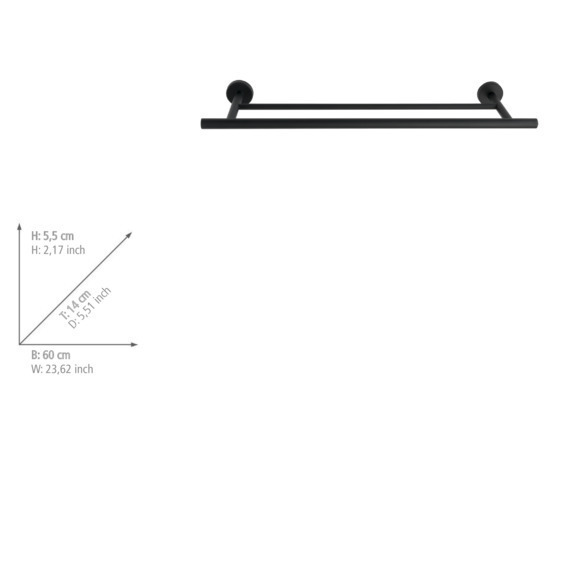 Wenko Bosio handdoekstang duo RVS zwart mat