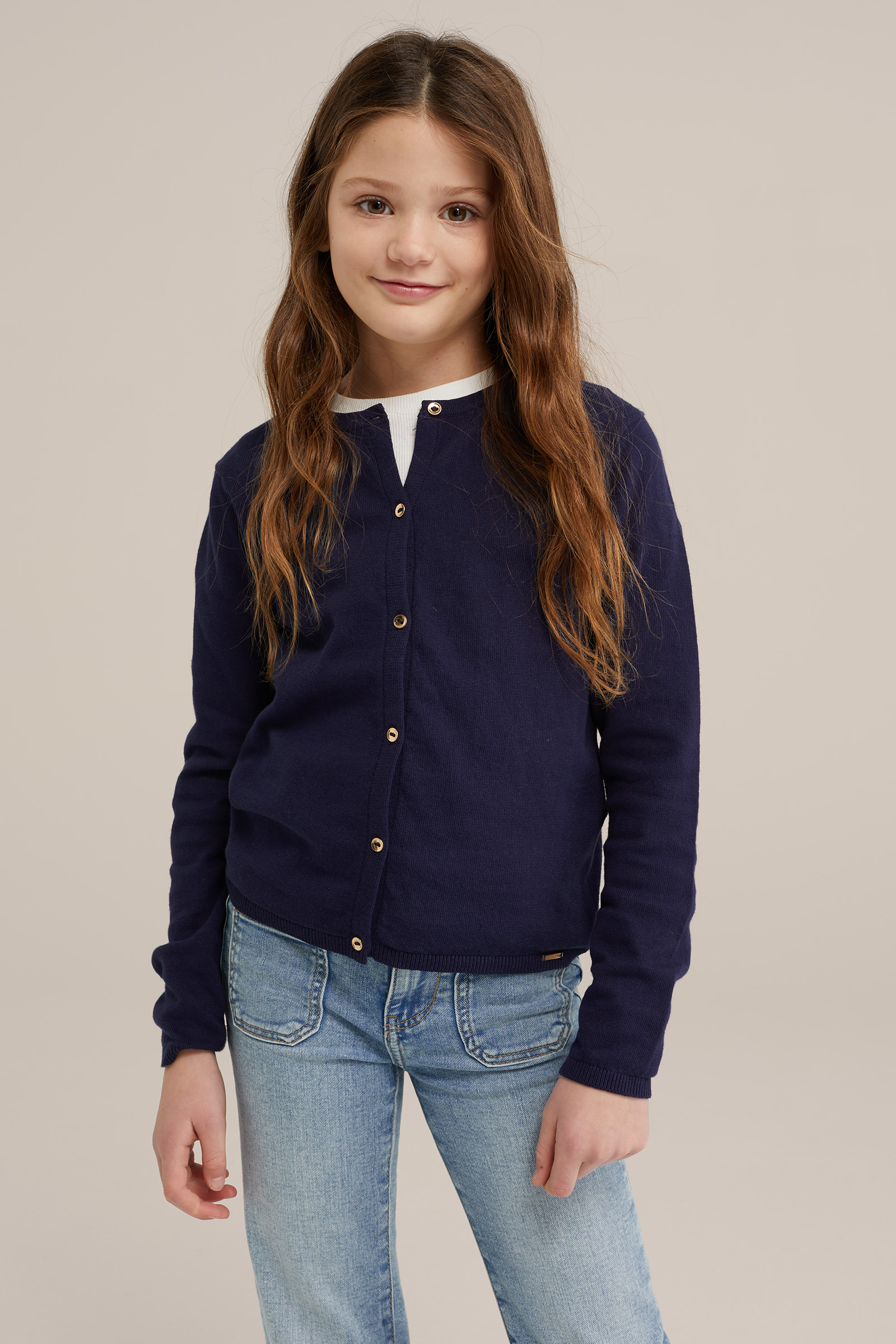 Meisjes gebreide vest WE Fashion Donkerblauw