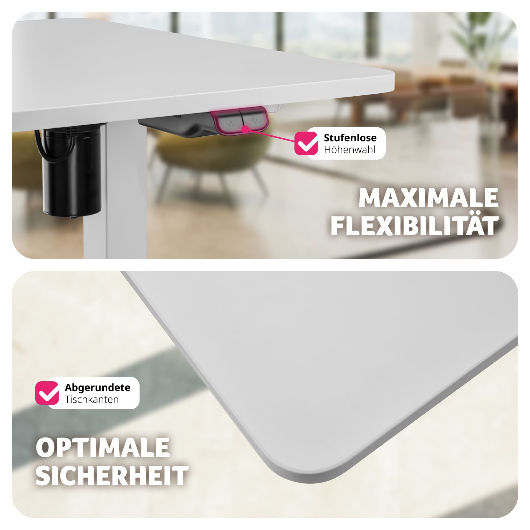 tectake® Elektrisch höhenverstellbarer Schreibtisch , stufenlos, leise, inklusive Kabelführungsblende und -haken, 120 x 60 x 73,5 - 118 cm