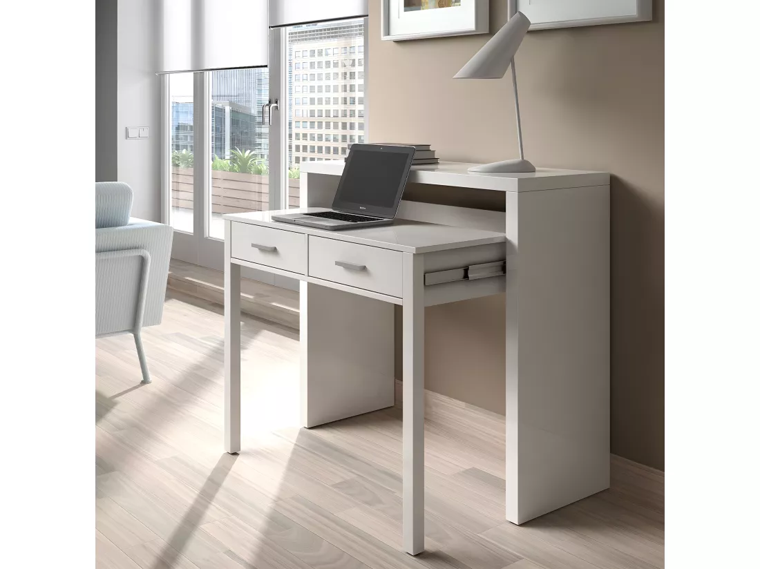 Bureau console extensible 2 tiroirs Consola - L100 cm