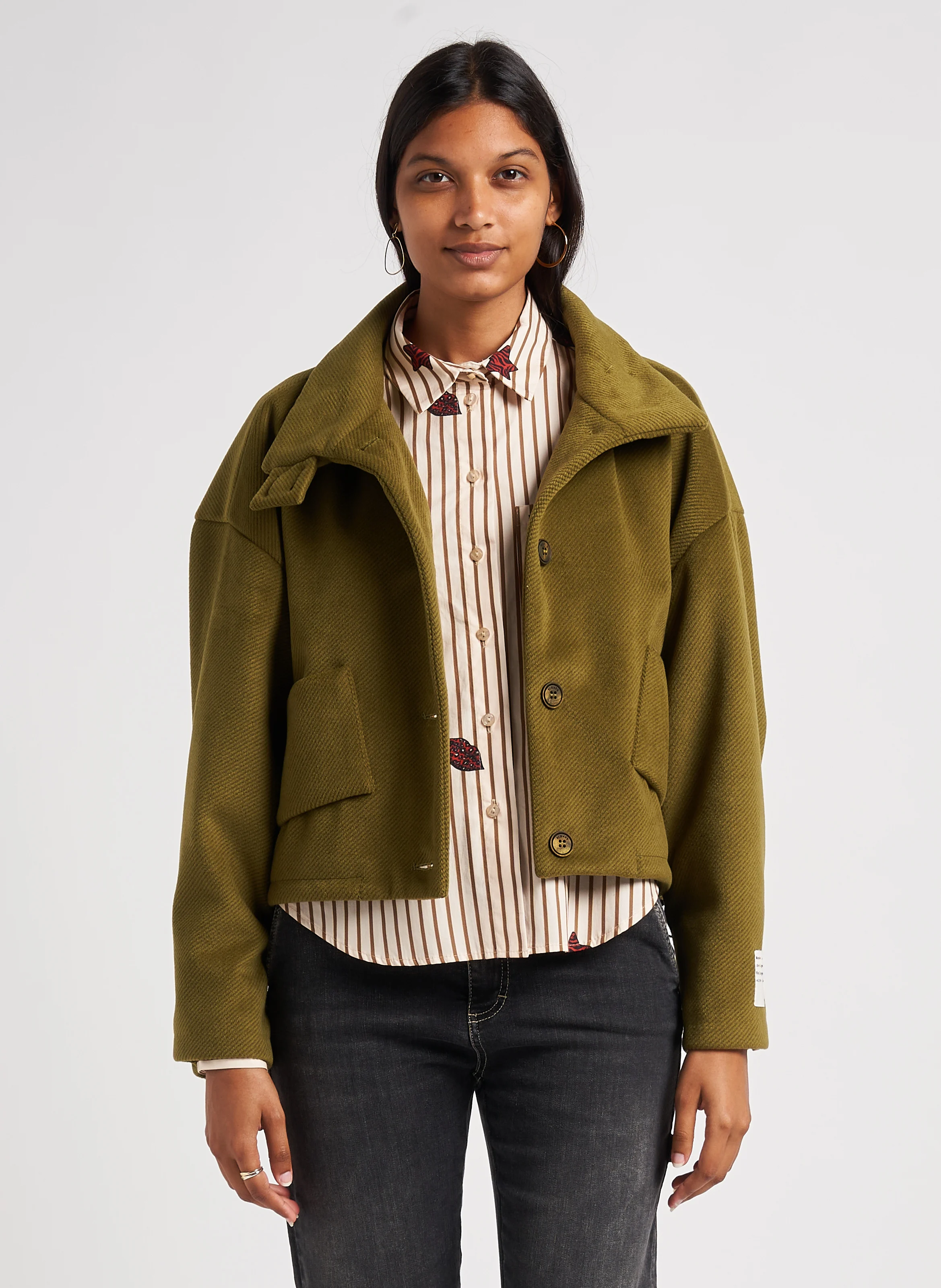 Veste oversize col montant| Kaki