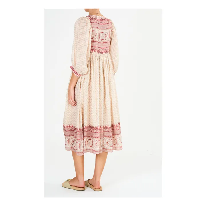 M.A.B.E. Robe Longue Brodée Ode | Rose poudré