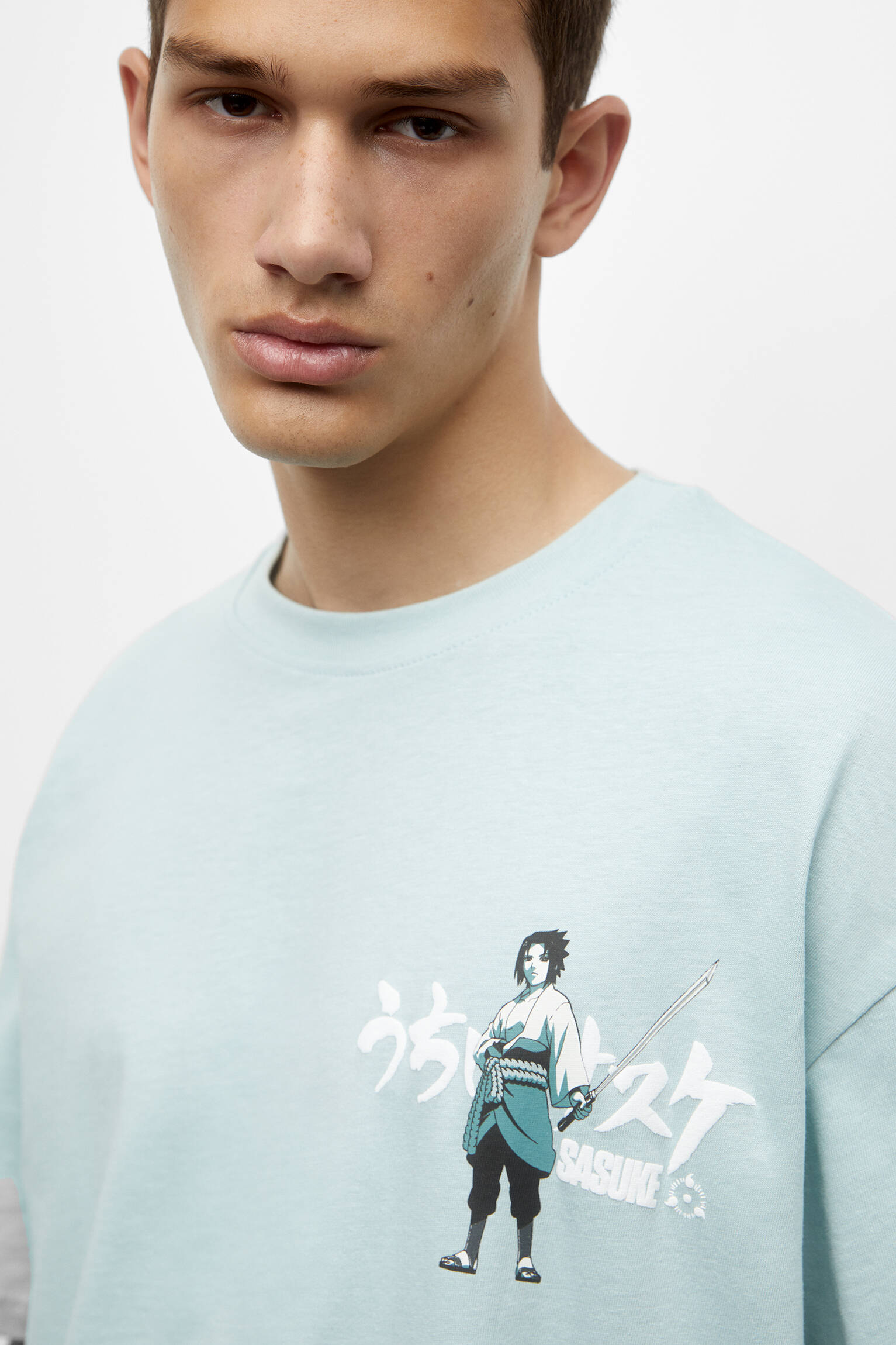 CAMISETA SASUKE UCHIHA - VERDE-ÁGUA