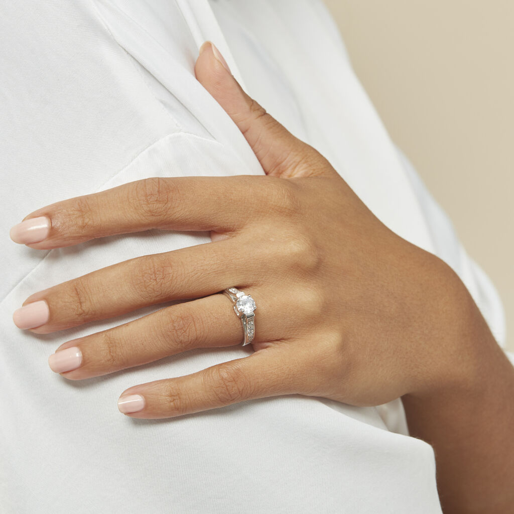 Bague Solitaire Mady Argent Blanc Oxyde De Zirconium