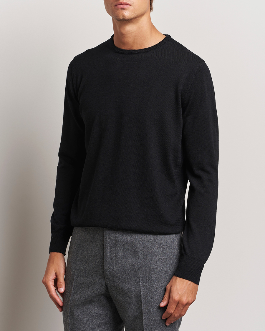 Morgano Extra Fine Merino Wool Crewneck Black
