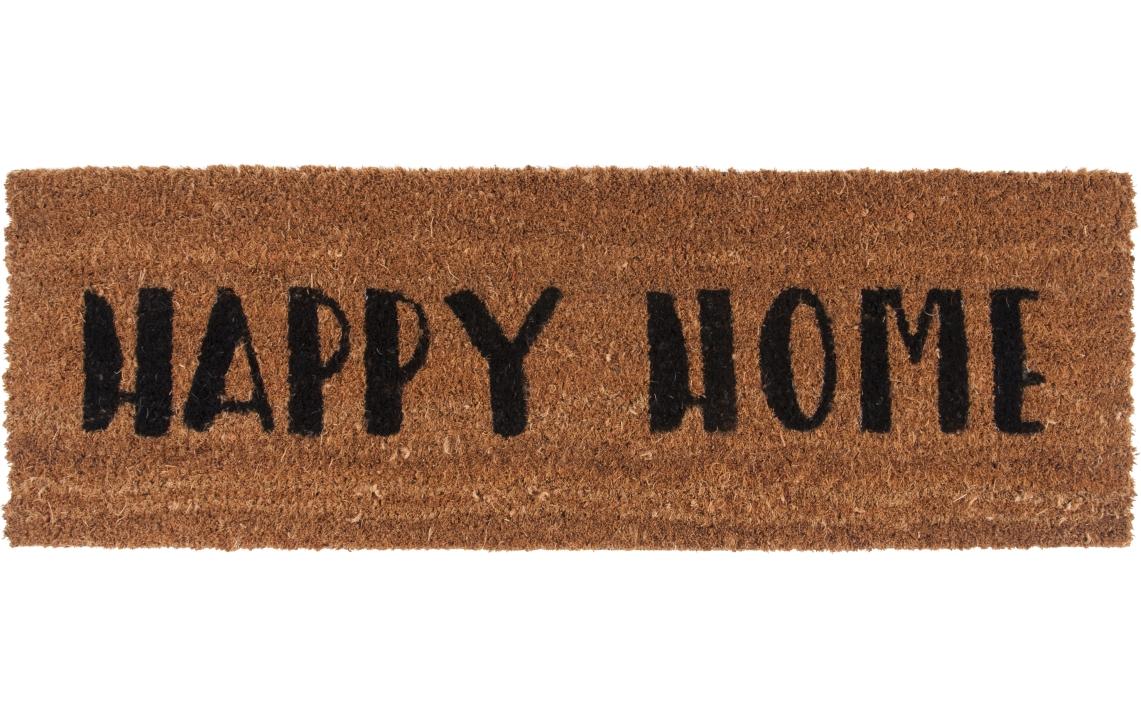 Fussmatte Happy Home Schwarz 75 cm x 26 cmTürmatte aus Kokosfasern
