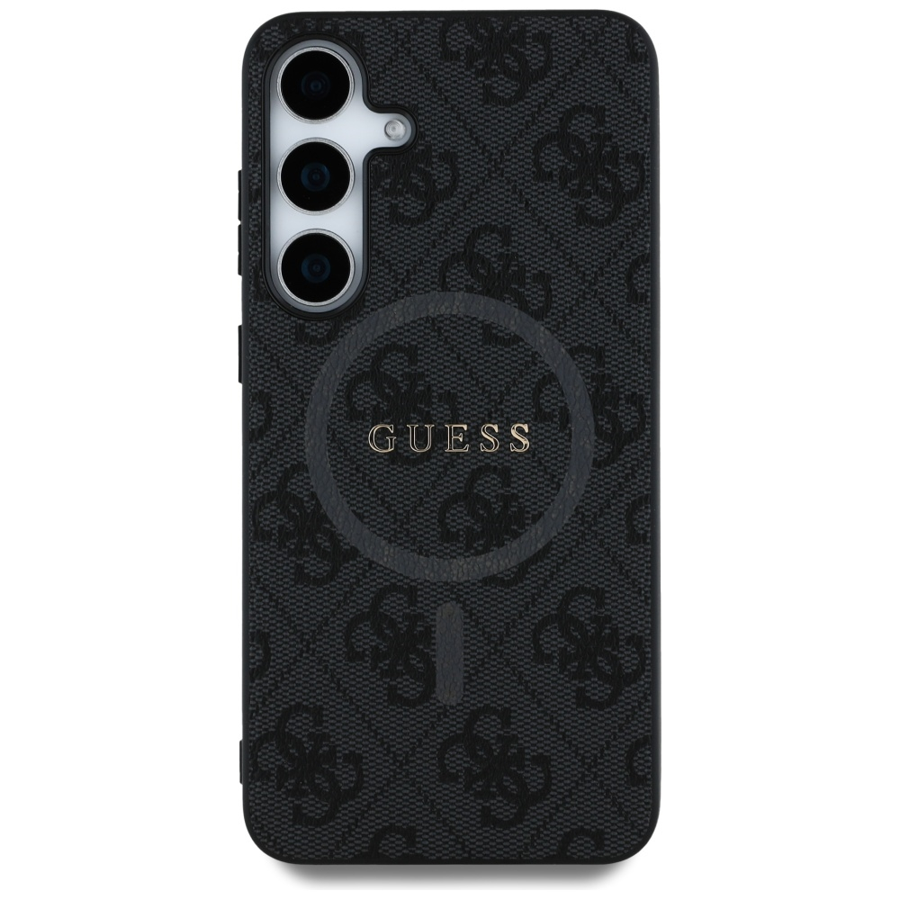 Samsung Galaxy S25  Plus Leder Hardcase Hülle 4G Colored Ring Logo MagSafe-Modul (GUHMS25MG4GFRK) - Schwarz