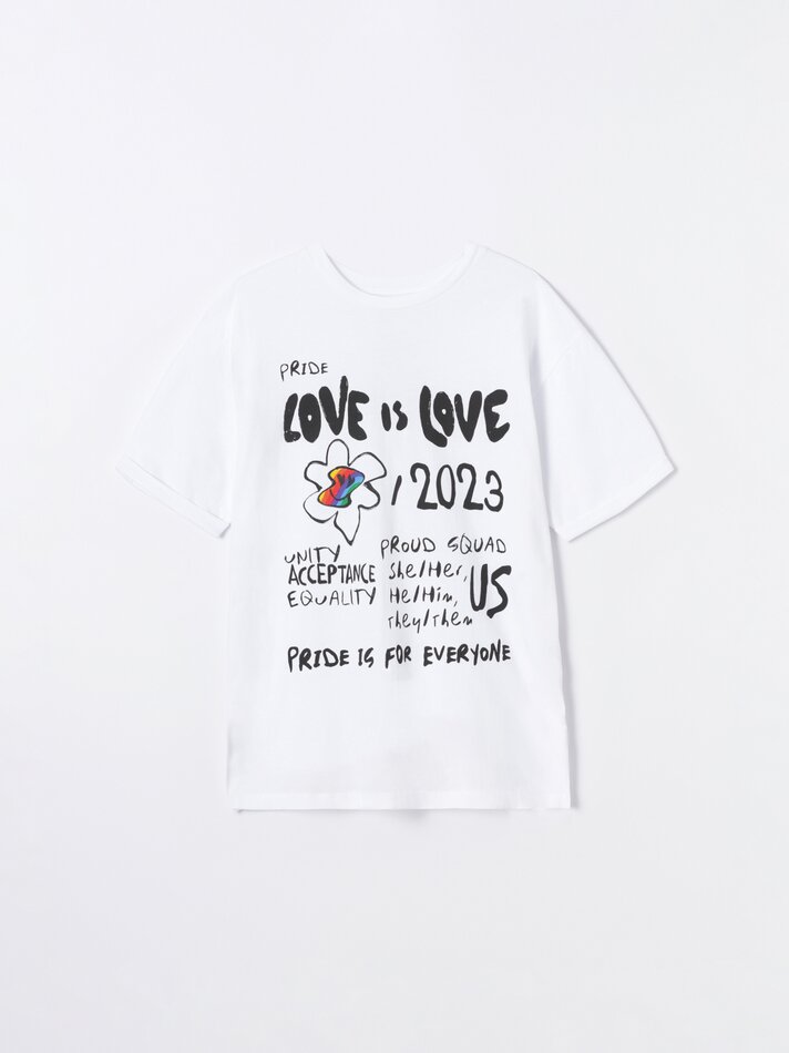 Camiseta de manga curta estampada - Branco Claro