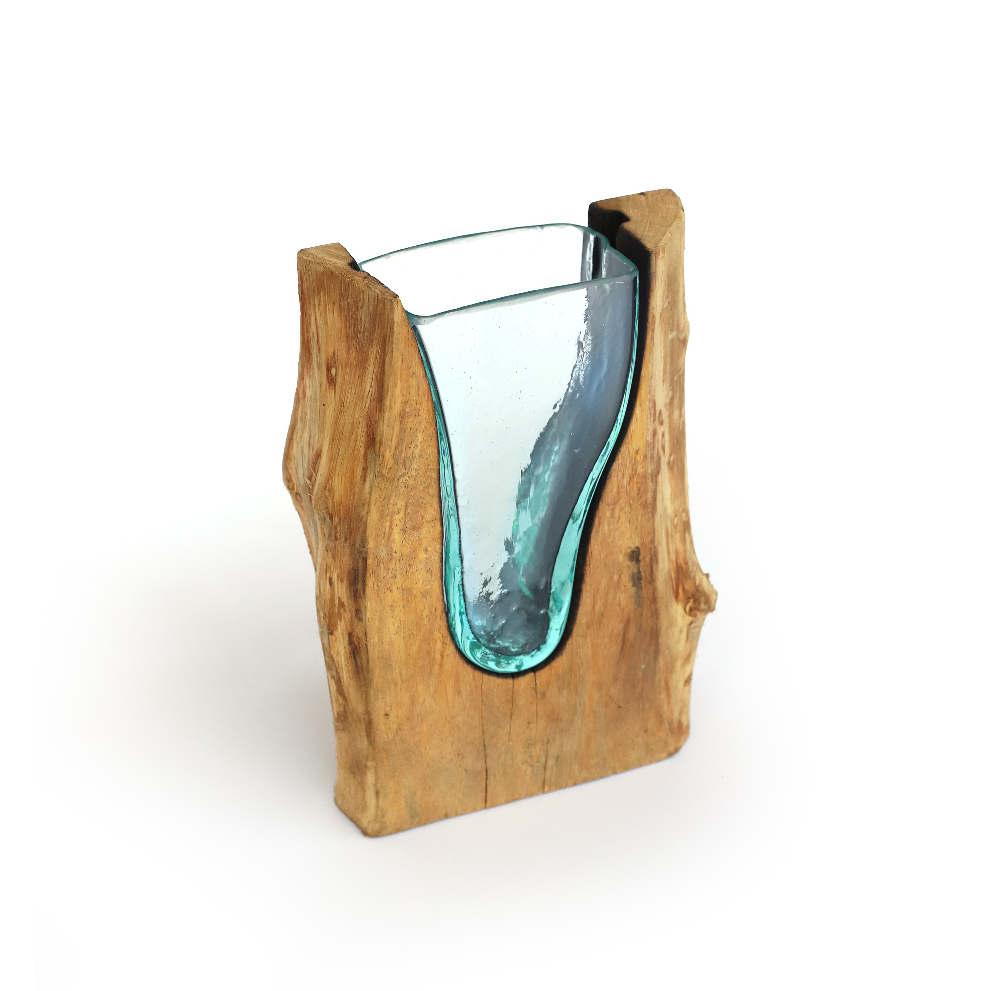 Wurzelholz-Glasvase 'V', B 15 cm, H 25 cm, T 6 cm von fischer's lagerhaus