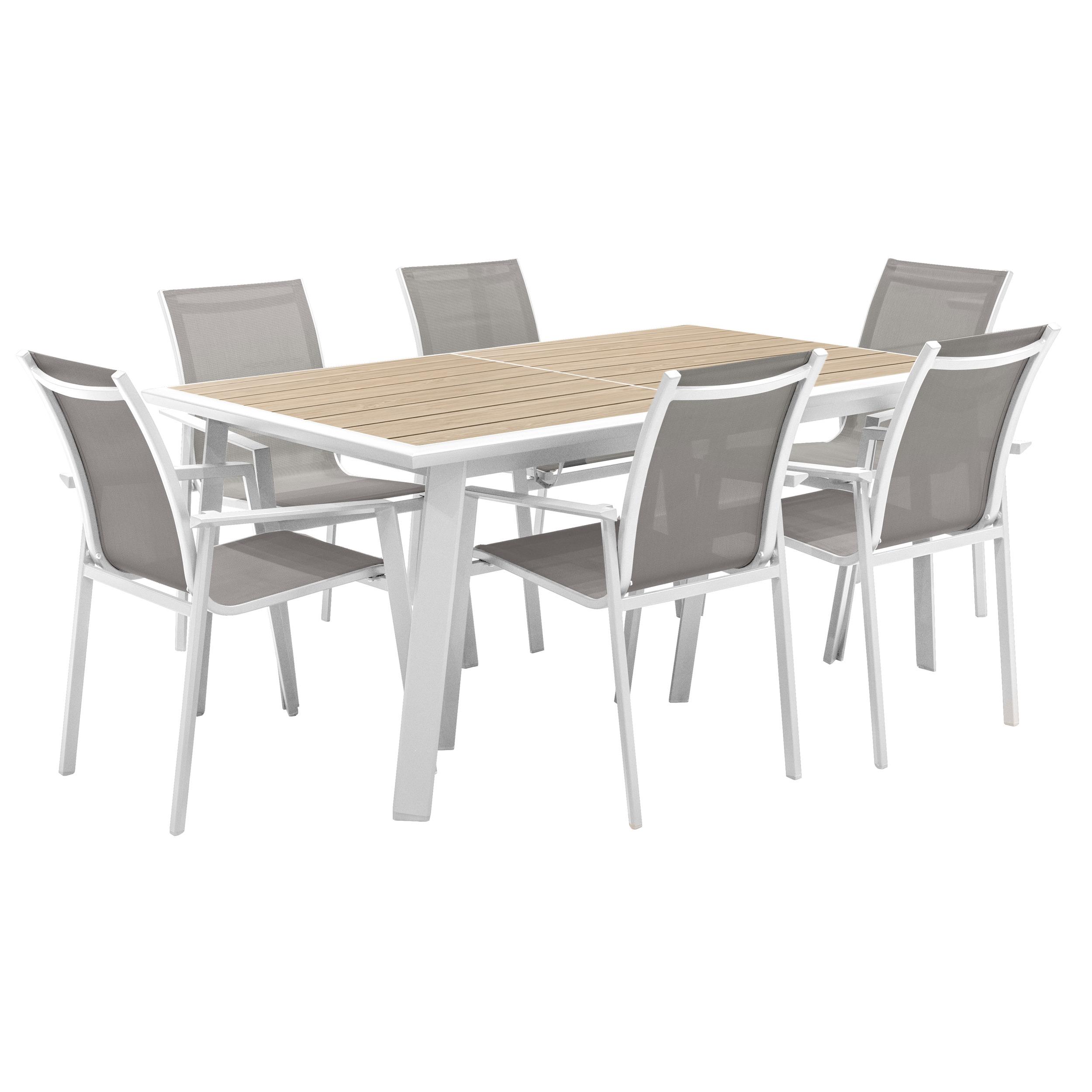 TABLE PAVANE EXTENSIBLE ALUMINIUM LIN BLANC 10 PLACES
