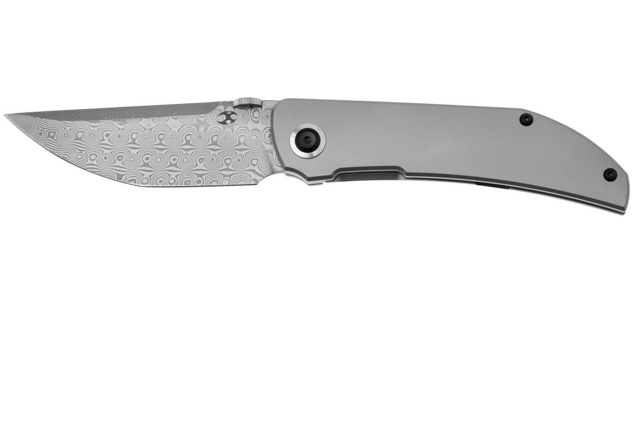 Kansept Tarkin K1078A4 Damascus, Bead Blasted Titanium, zakmes, Matthew Christensen design