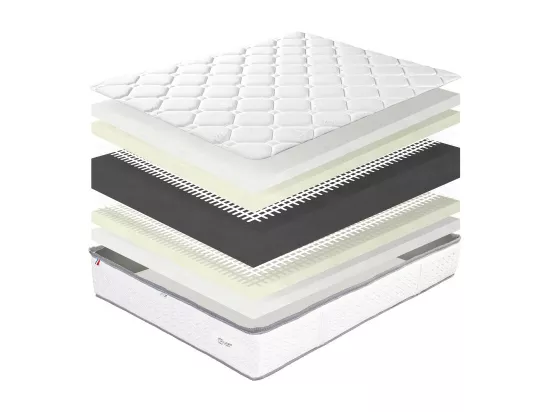 Matelas Iris (20 cm),mousse haute densité, ferme, face été/hiver et Oreiller, 180x200cm