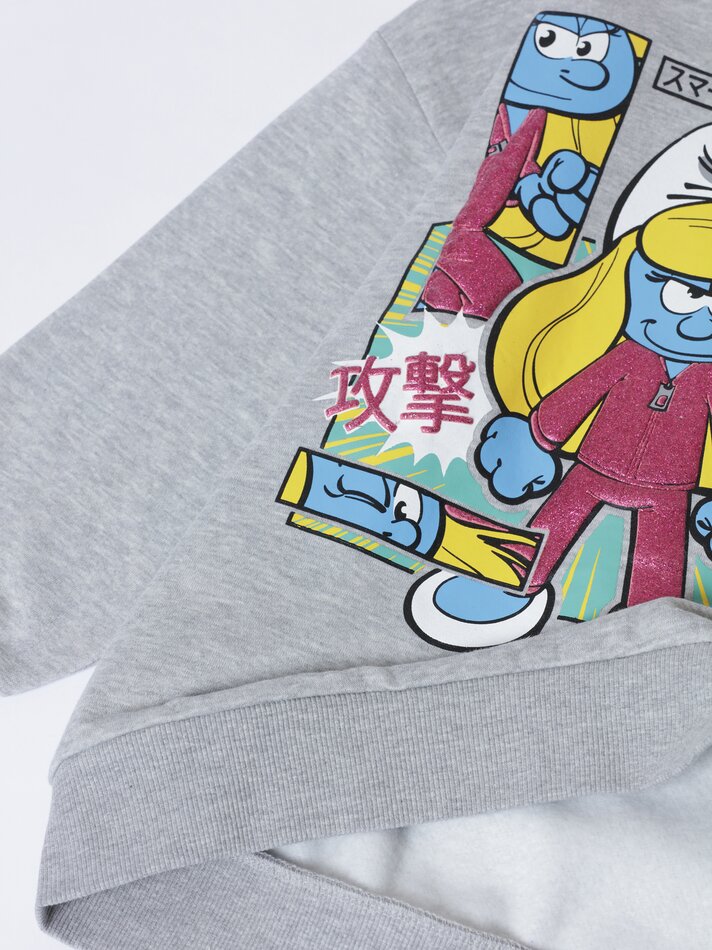 Moletom com capuz Smurfs IMPS - Cinza Mescla Claro