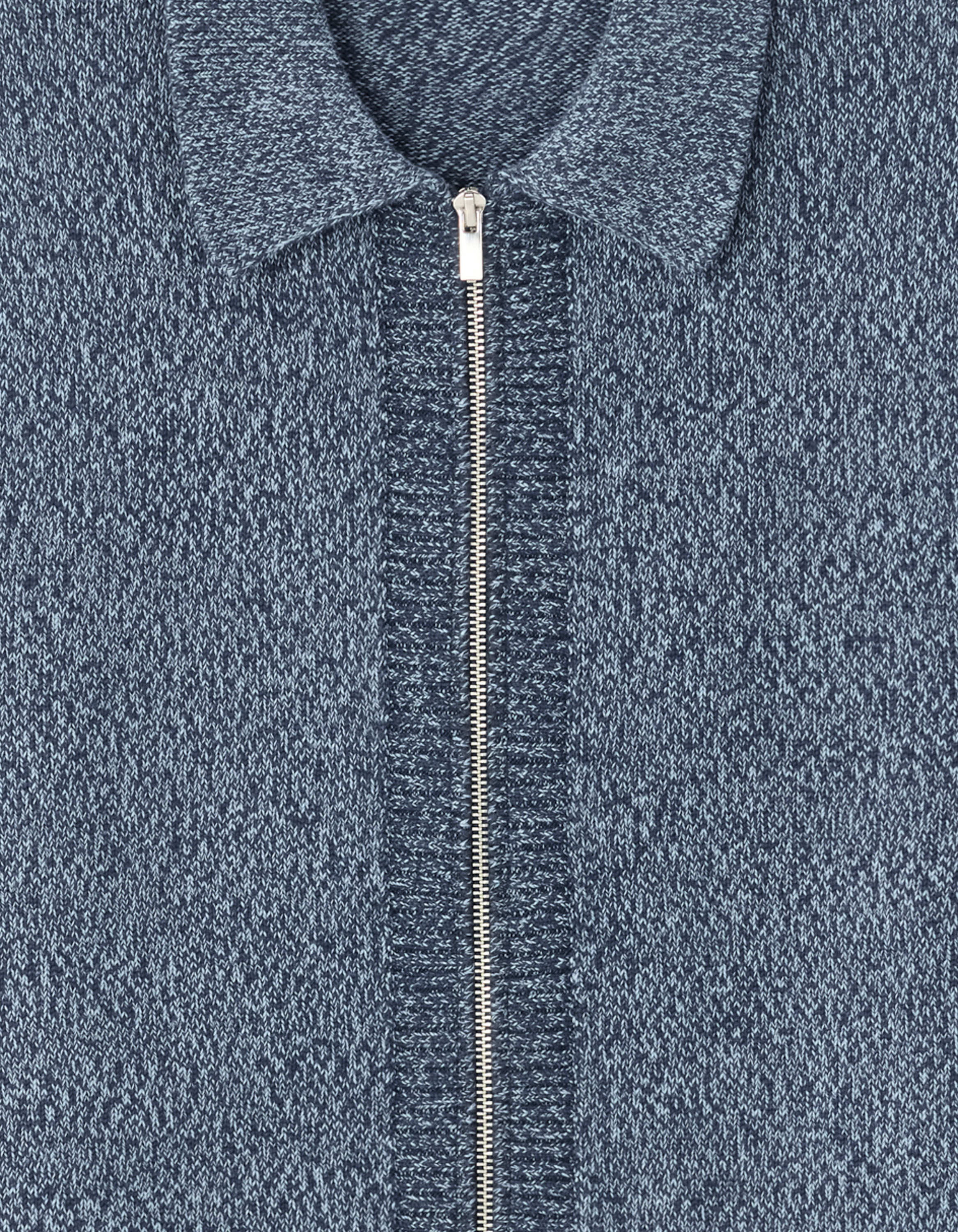 Cardigan relax zippé en maille moulinée - bleu