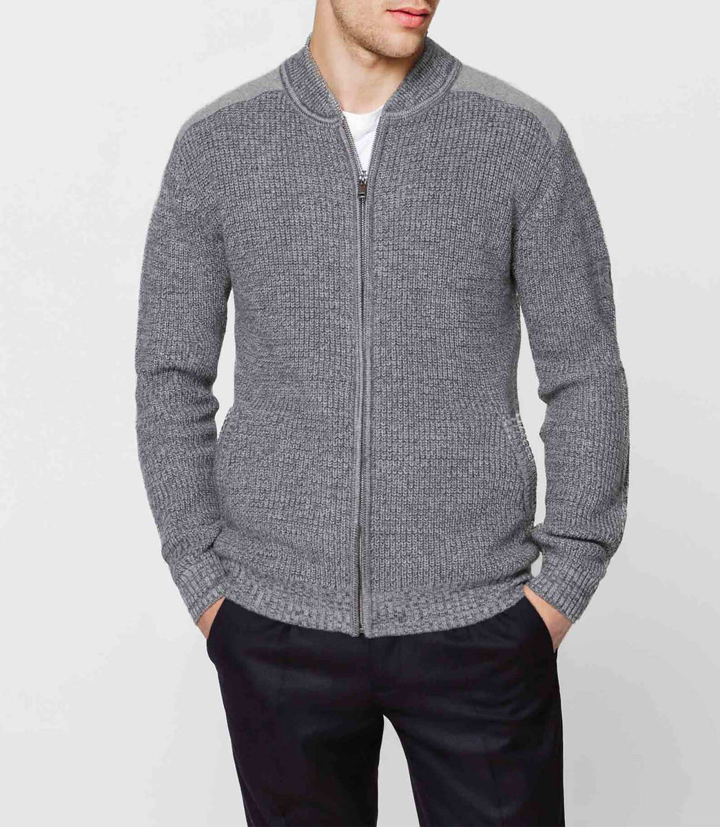 Cardigan col teddy gris