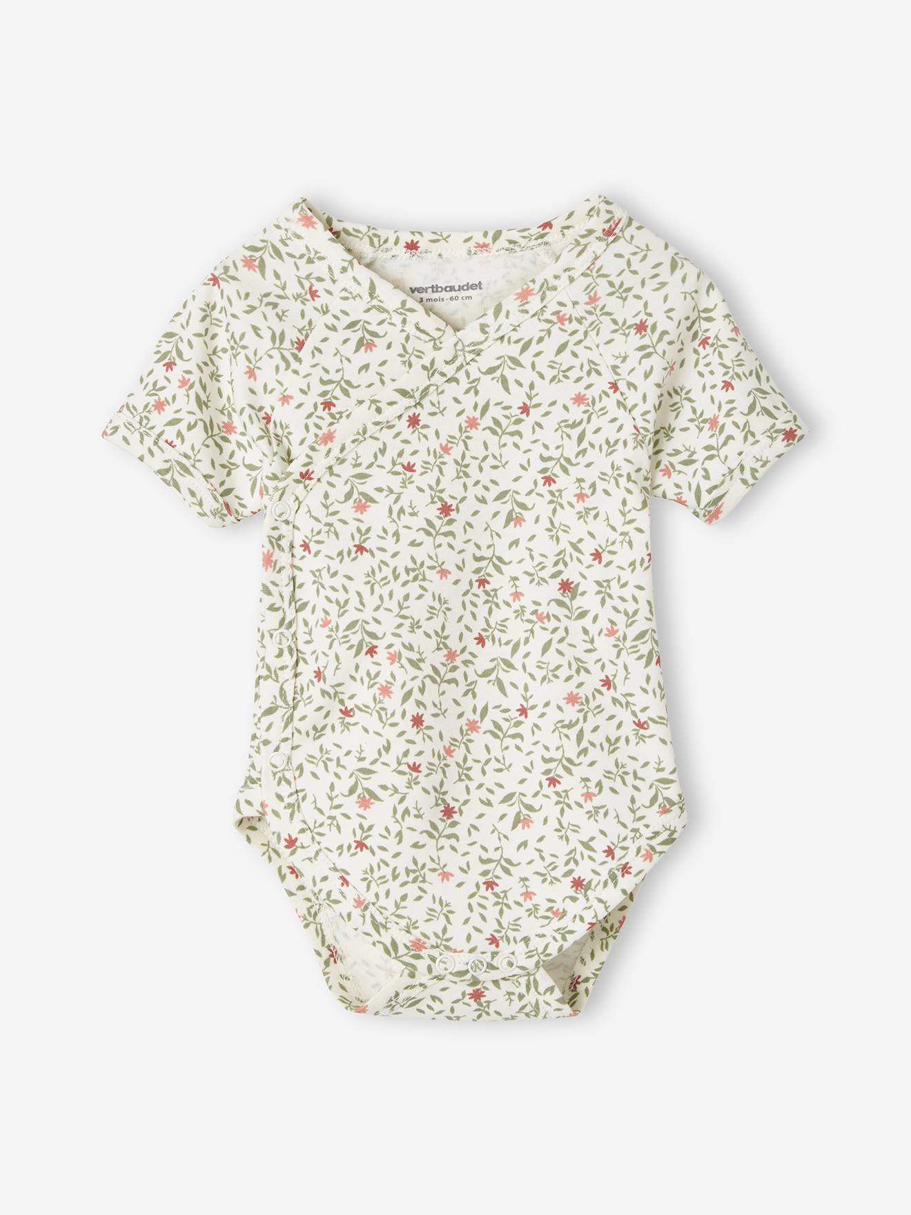 Conjunto com 3 bodies de manga curta com estampa de selva para recém-nascidos, verde médio, bicolor/multicolorido.