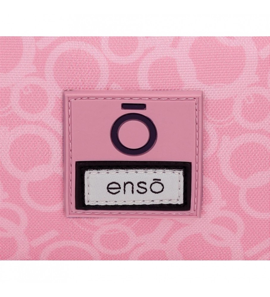 Estojo para lápis Enso com três compartimentos, preto e rosa - 22x12x5cm -