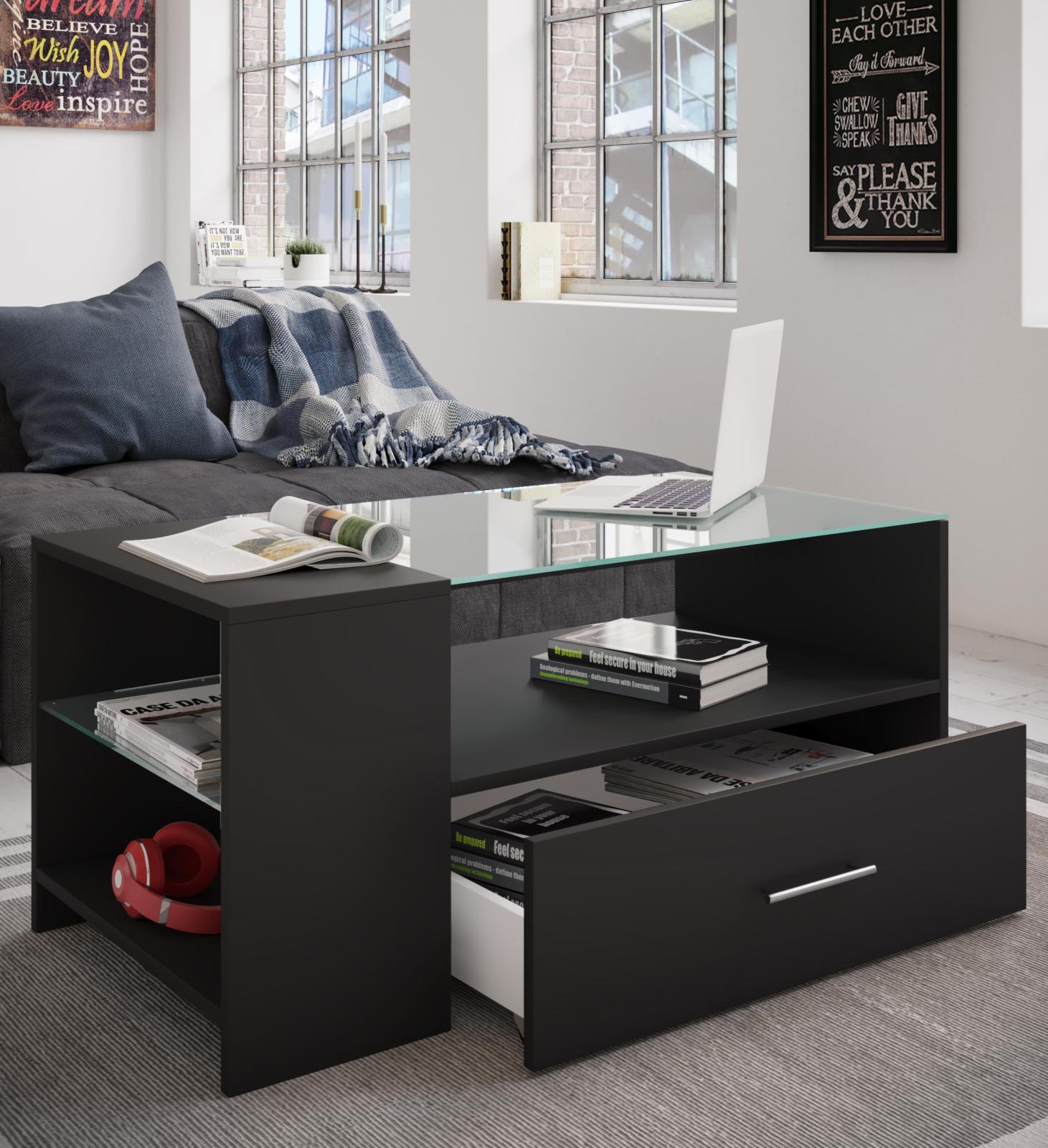 Couchtisch TINDALA - schwarz - Schubkasten - 100 cm