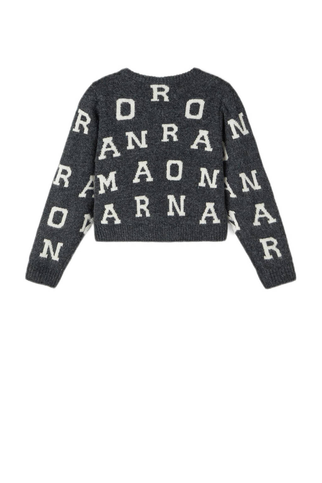 NAME IT sweater NKFNEIFY met all over print donkergrijs