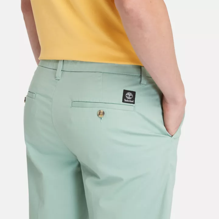 Short chino en sergé extensible pour homme en vert pâle