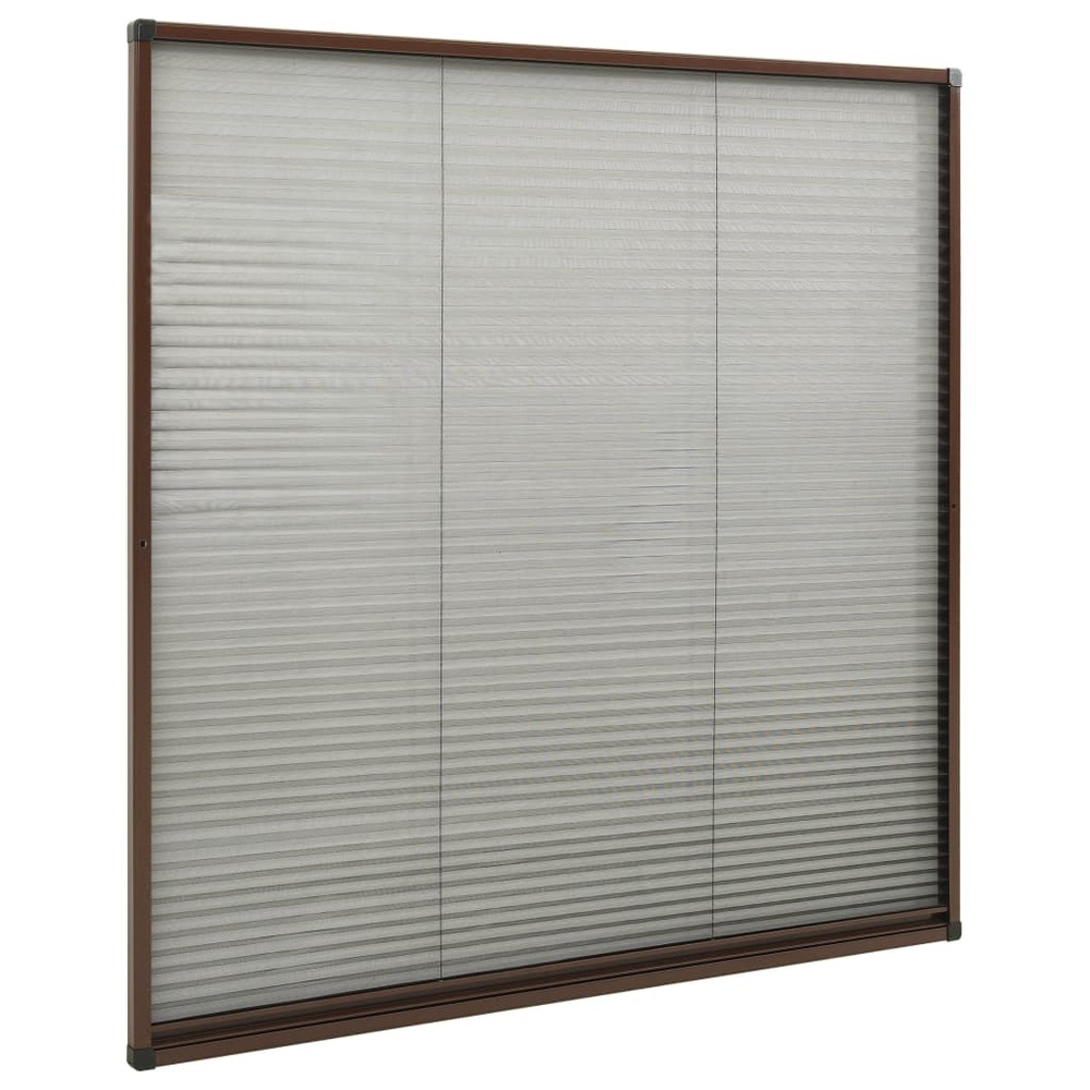 Moustiquaire plissée pour fenêtre aluminium marron 120x120 cm