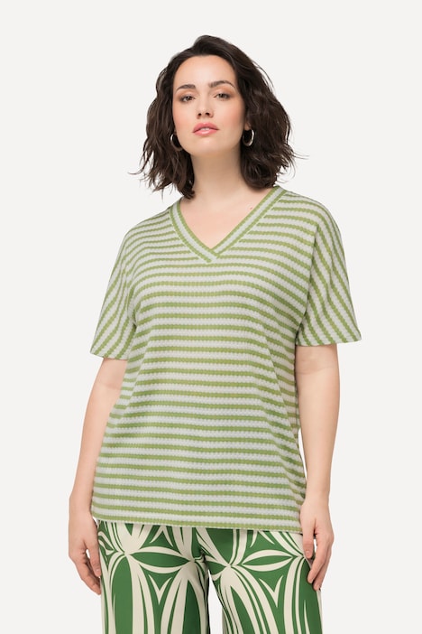 Kurzarmpullover, Two-Tone, Oversized, V-Ausschnitt, Halbarm