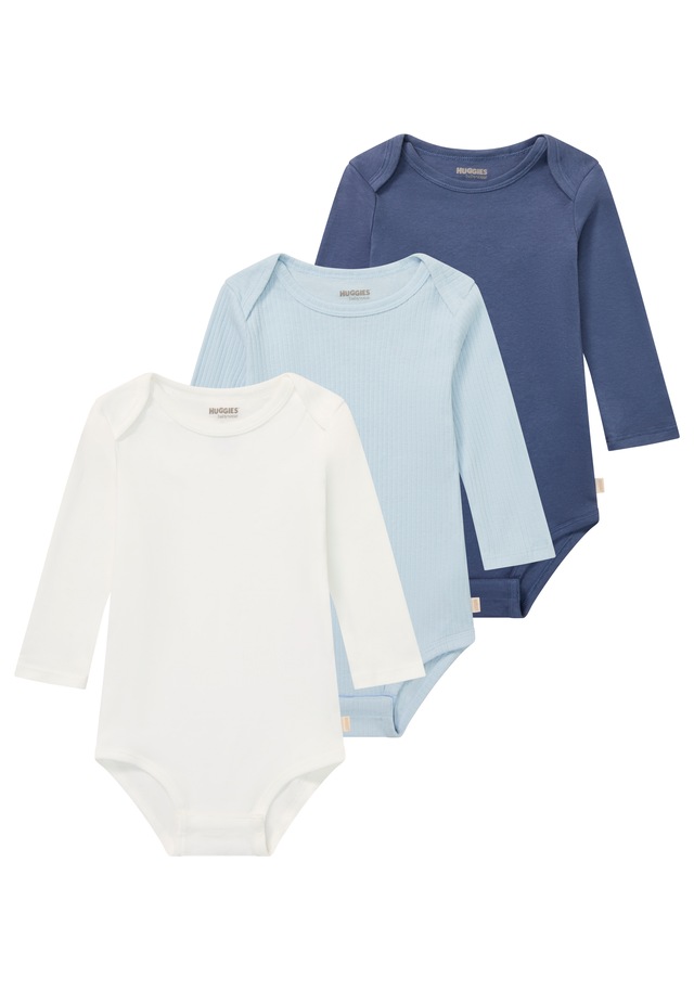 HUGGIES babywear Langarmbody »HUGB 3PK BODYSUIT«, 3 Stk. 3er-Pack, in Ripp-Optik