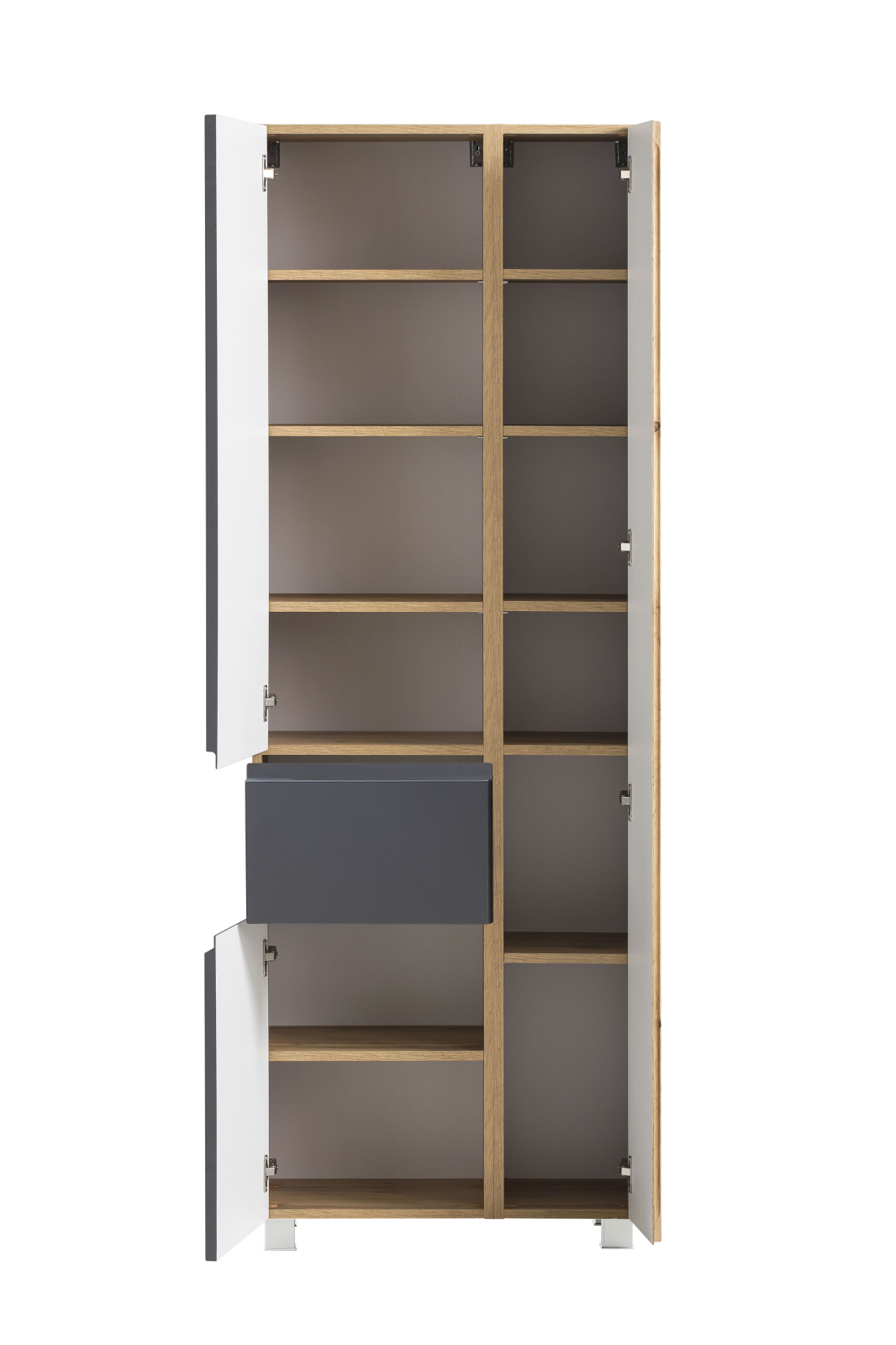 Seitenschrank - Wotaneiche - grau matt - mit Auszug - 65 cm