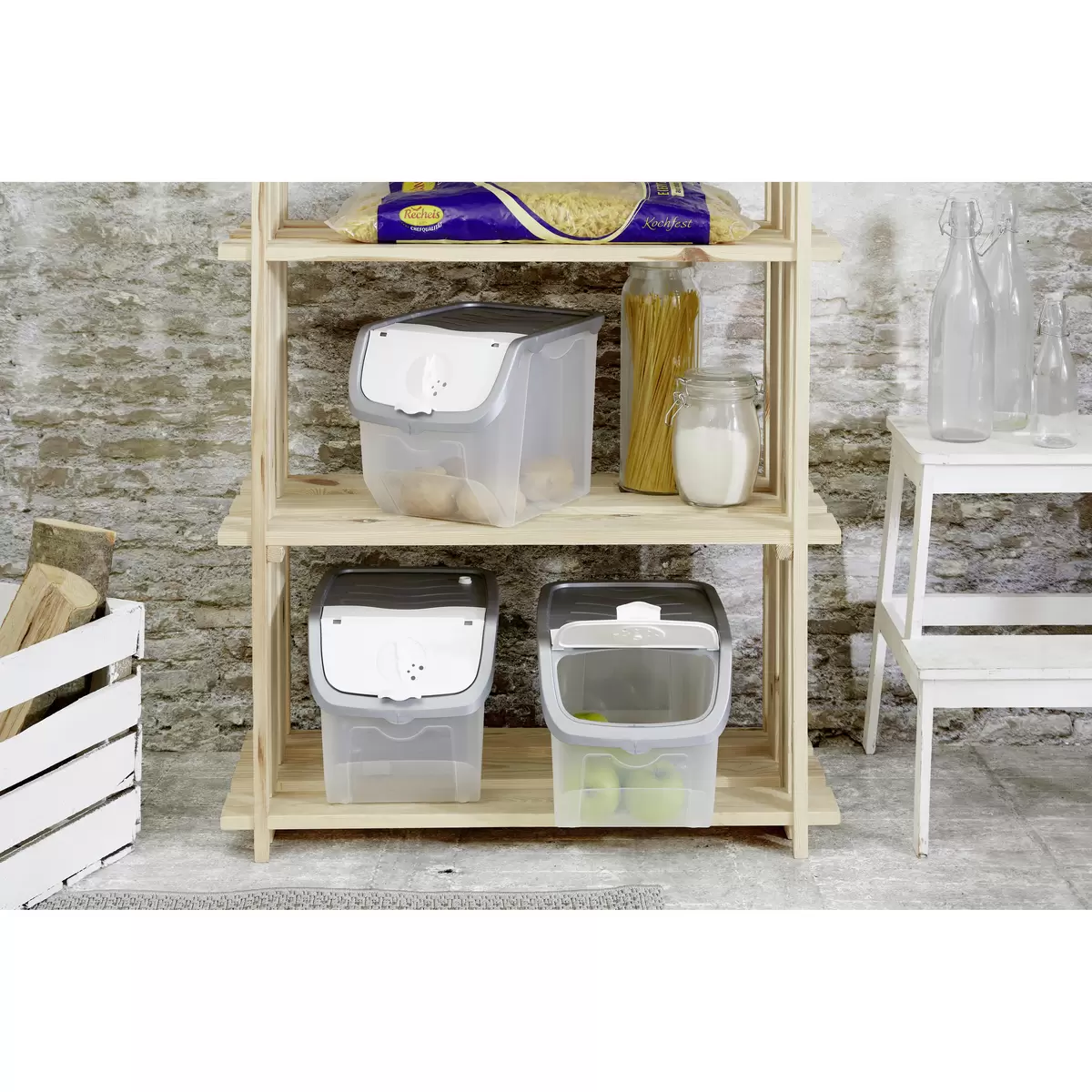 Box mit Klappdeckel Jan Homezone transparent,grau