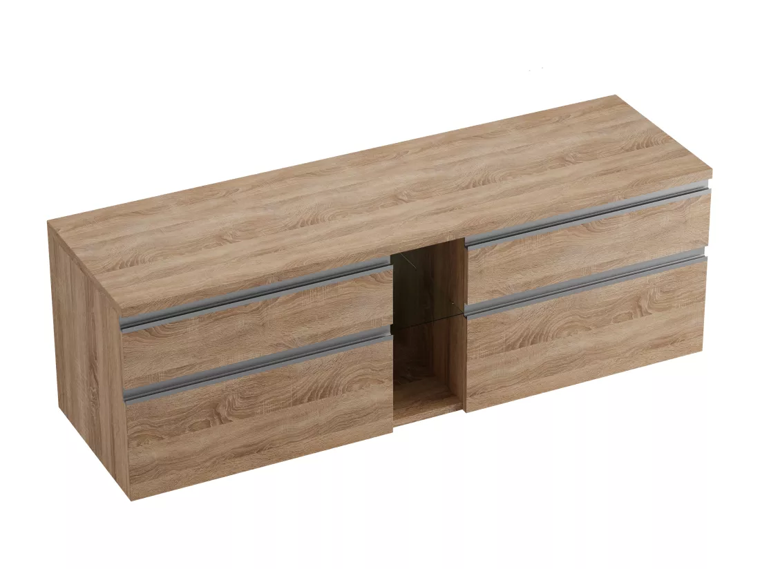 Meuble de salle de bain suspendu - Coloris naturel clair - 150 cm - MAGDALENA II