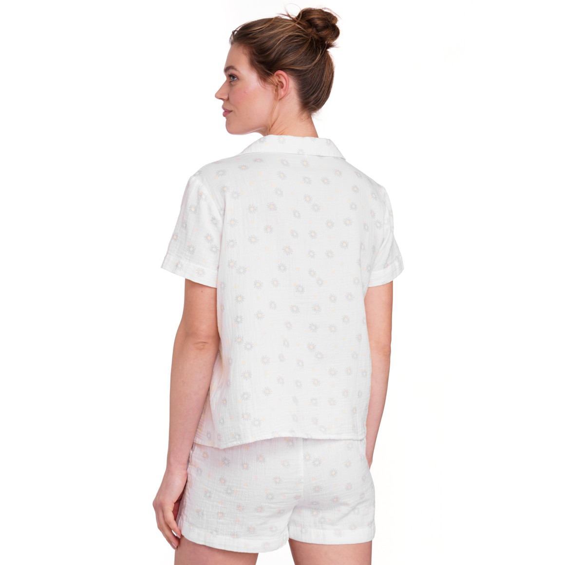 Gina Benotti Damen Musselin-Shorty mit Blumen-Muster weiss