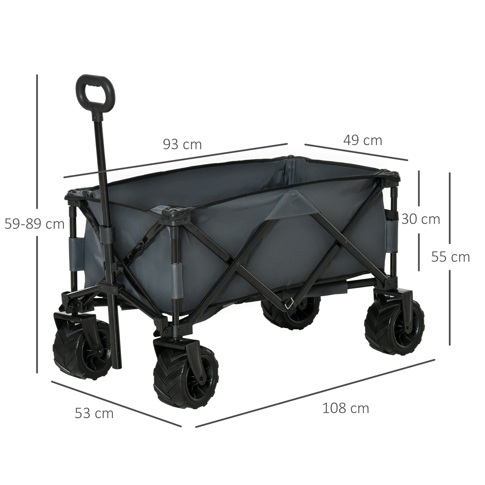 Outsunny Gerätewagen Geräumiges Design, das bis zu 70 kg tragen kann 108L x 53B x 59-89H cm (LxBxH)