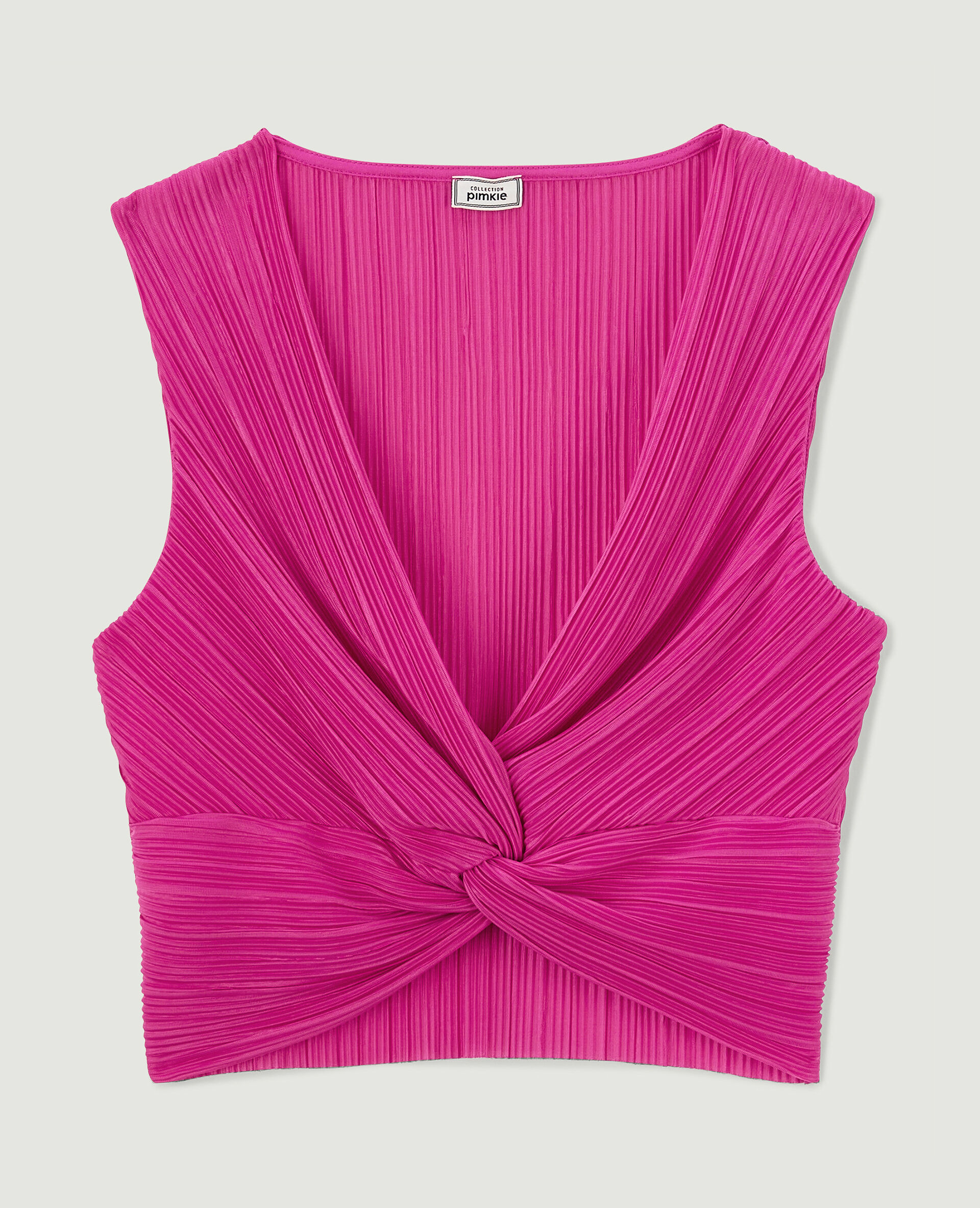 Top court en tissu plissé - Rose fuchsia