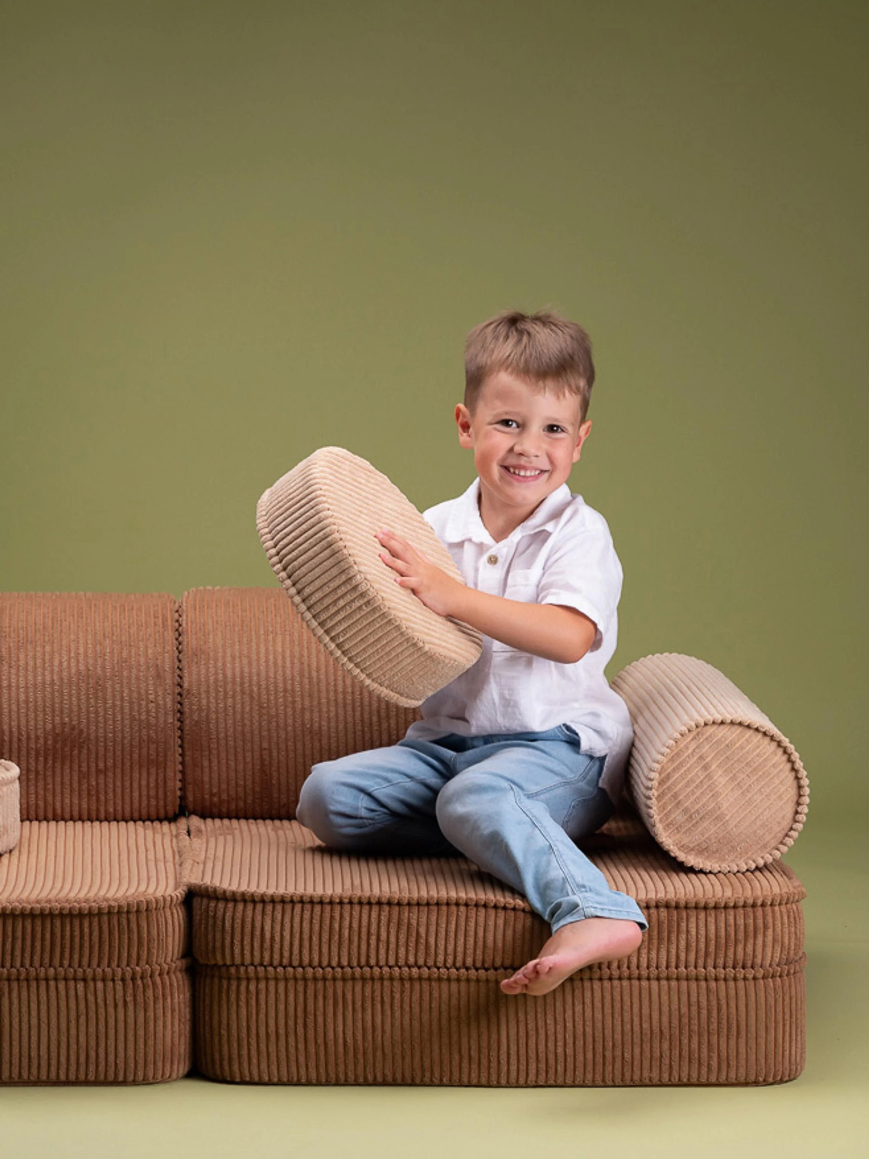 Modulaire kinderspeelbank Sugar gemaakt van corduroy