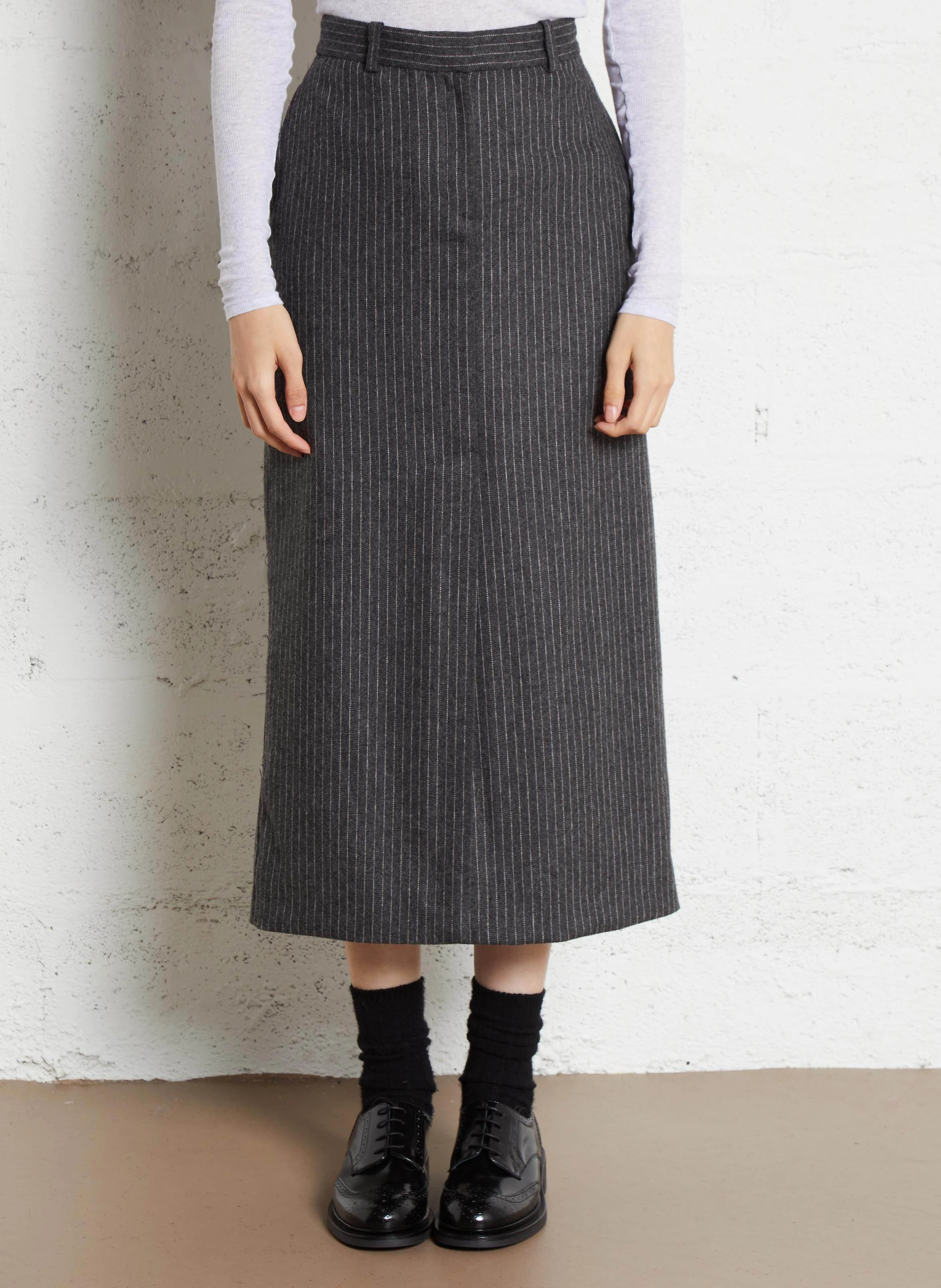 ABISS - Jupe droite rayé| Gris