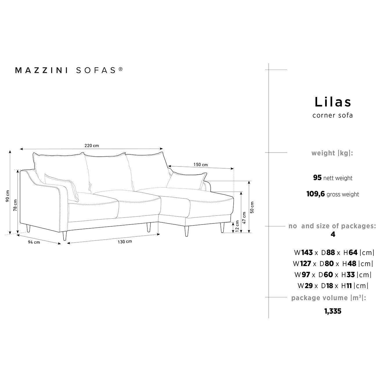 Mazzini Sofas Canapé d'angle Réversible Convertible avec Coffre en Velours Freesia beige - 220x150x90 cm