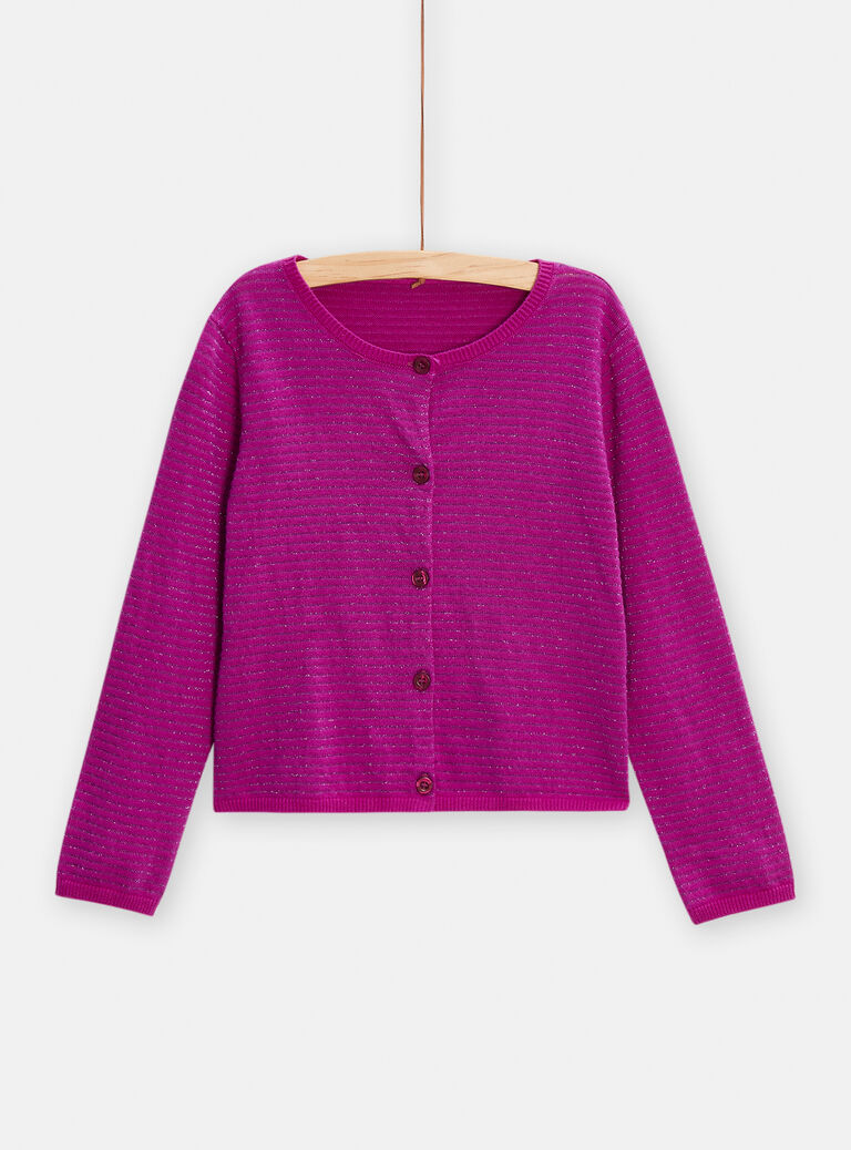 Cardigan violet avec rayures brillantes pour fille