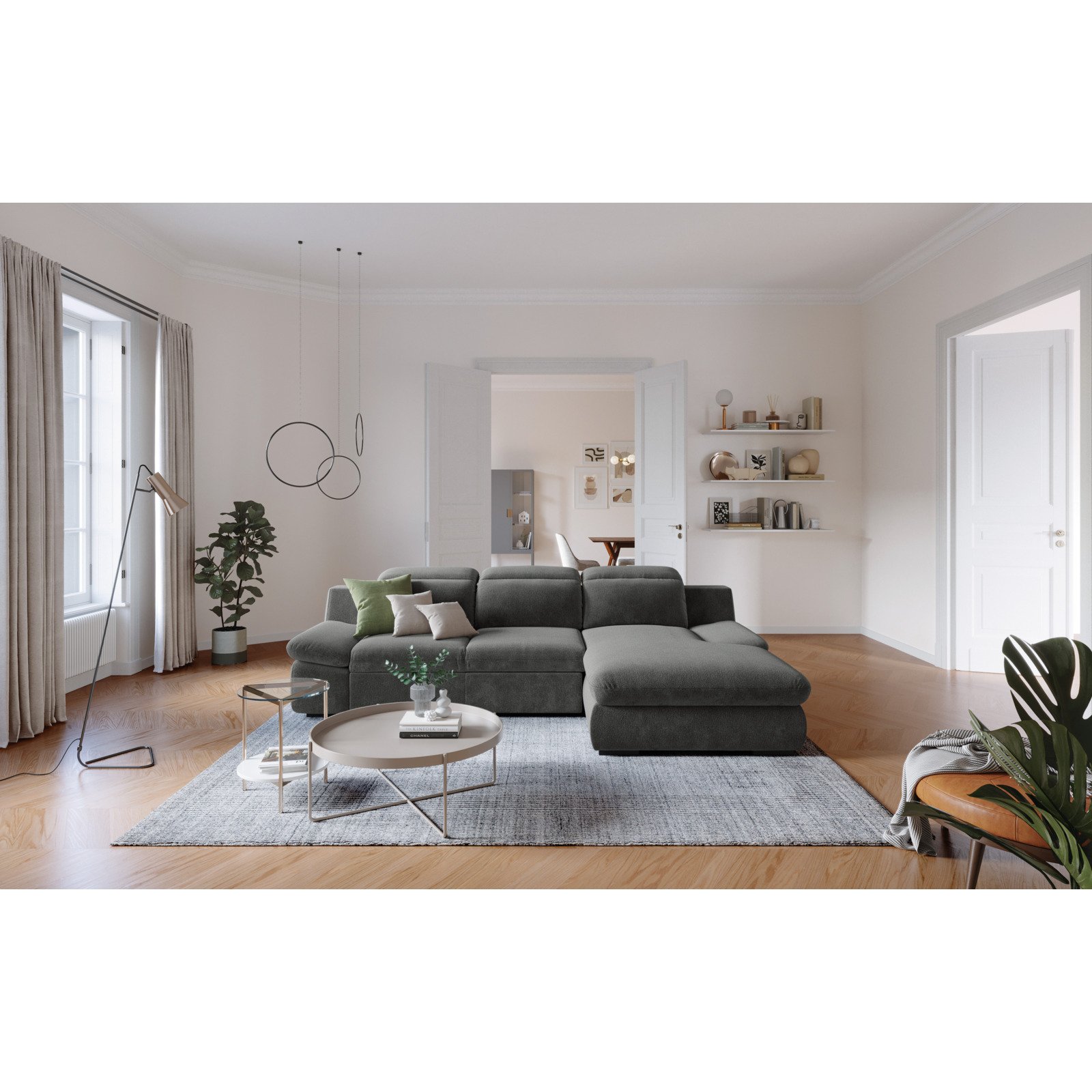 Ecksofa Lorena Stoff, Recamière rechts