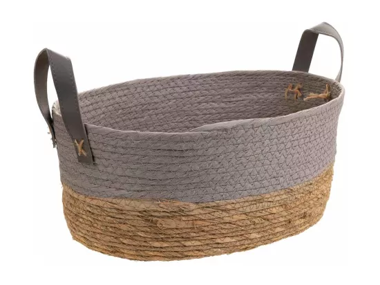 Panier gris en corde tressée 40x30x18h