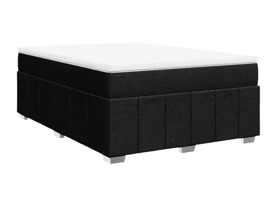 Sommier à lattes de lit avec matelas Noir 160x200 cm Tissu