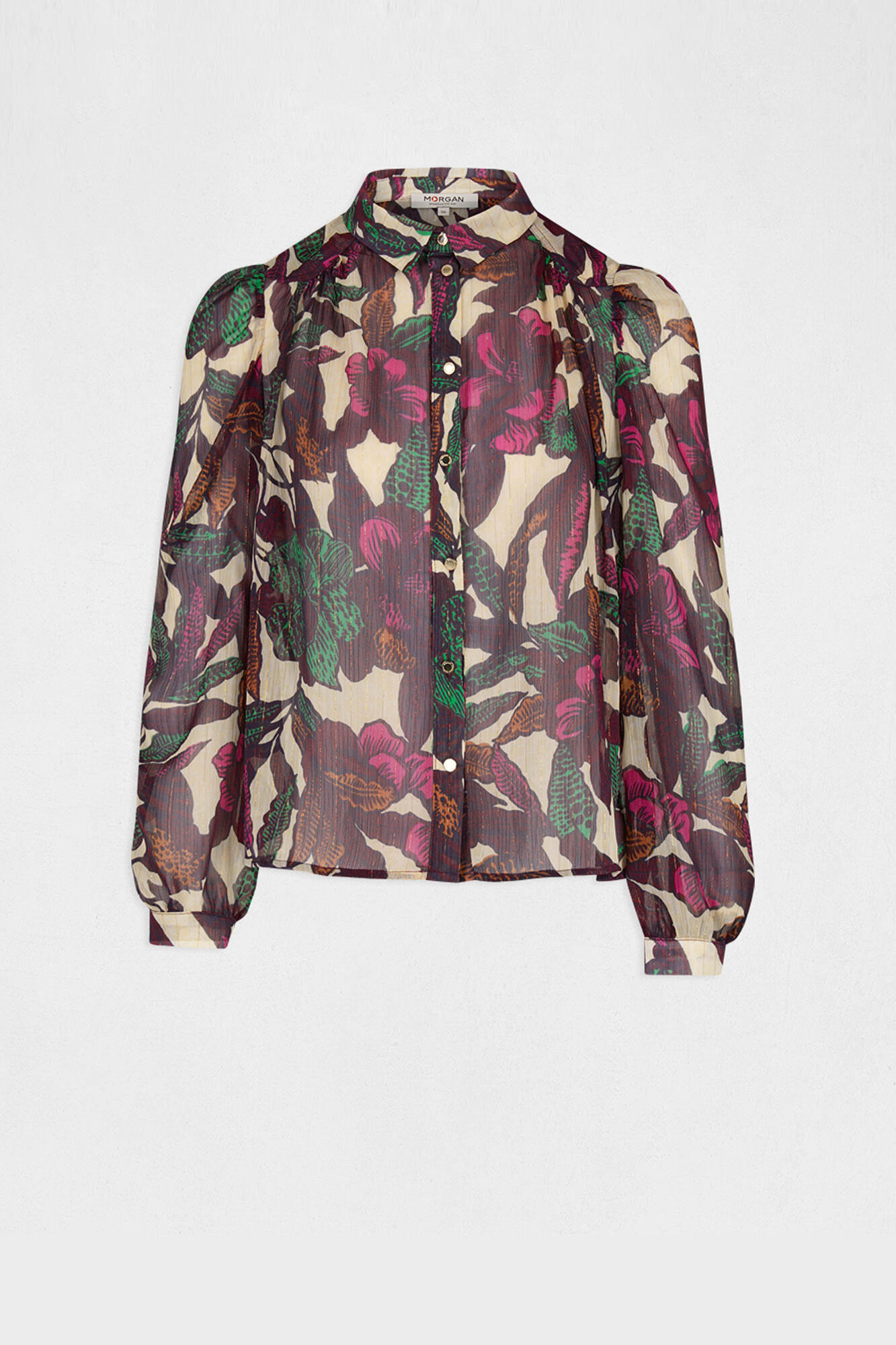 Camisa de manga comprida com estampa de vegetais - Multicolorida