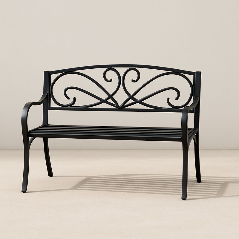 Metall Gartenbank mit Ornamenten Schwarz 125cm
