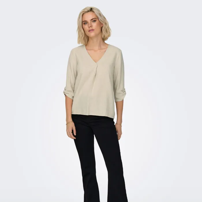 JDY Say Linen V-Neck Top Dames