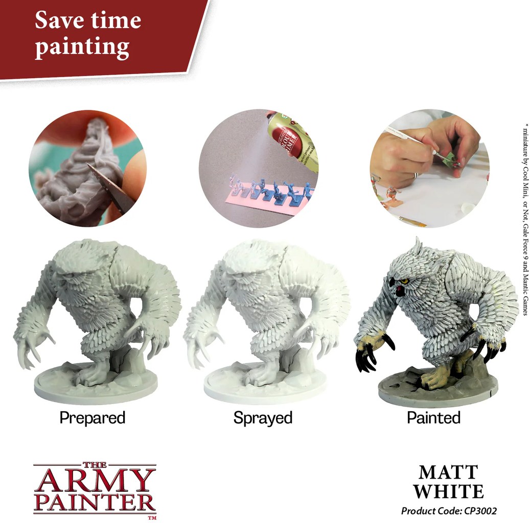 The Army Painter  Colour Primer, Matt White (400 ml)    Die perfekte Basis für farbenfrohe Dioramen
