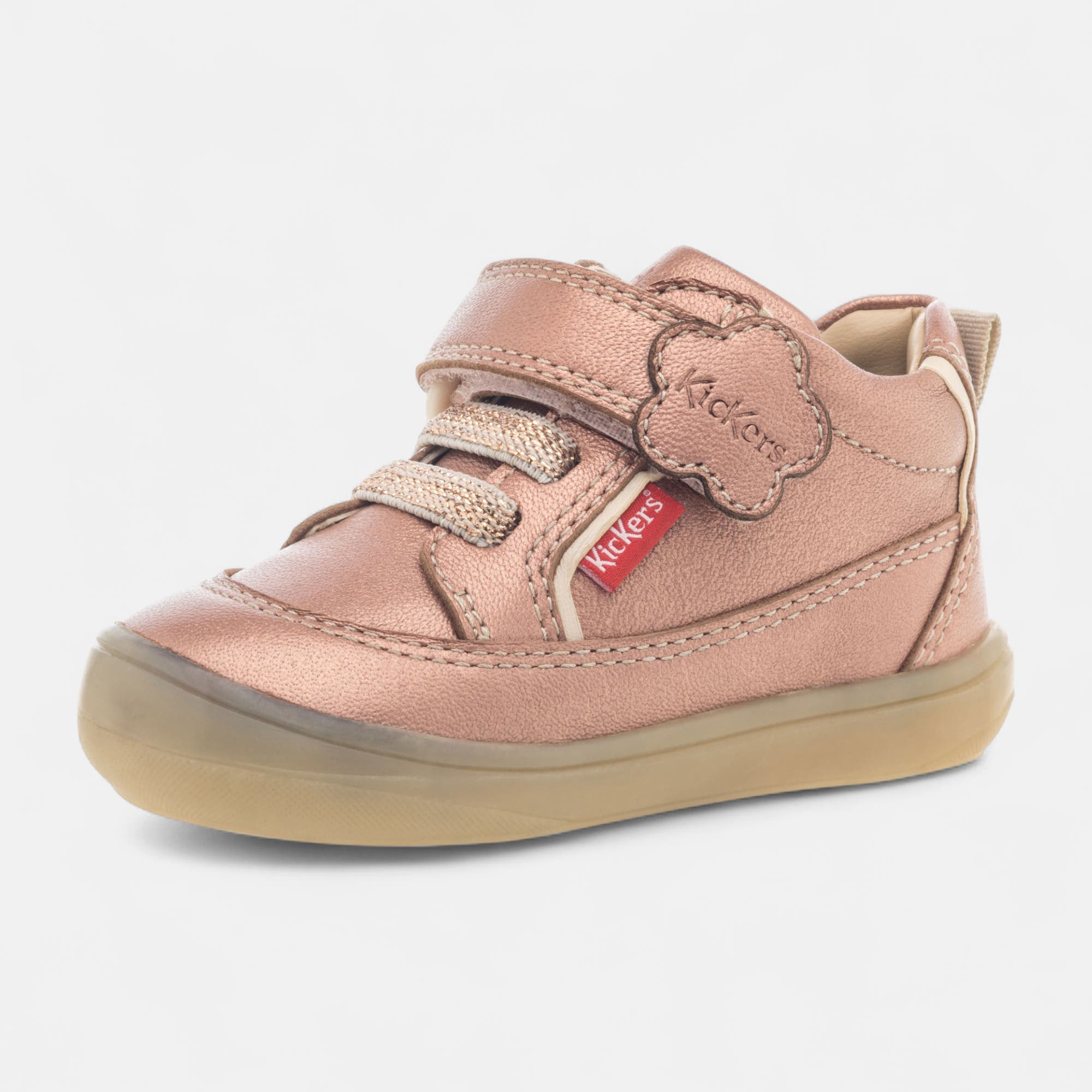 Baskets hautes Bébé fille en cuir rose